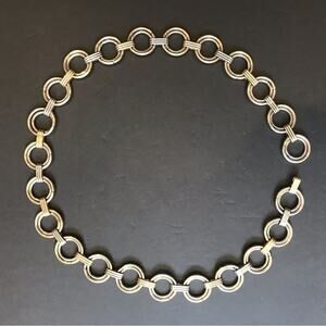 Vintage Gold and Silver Circle Belt, Hook Clasp Makes it Adjustable, Slinky